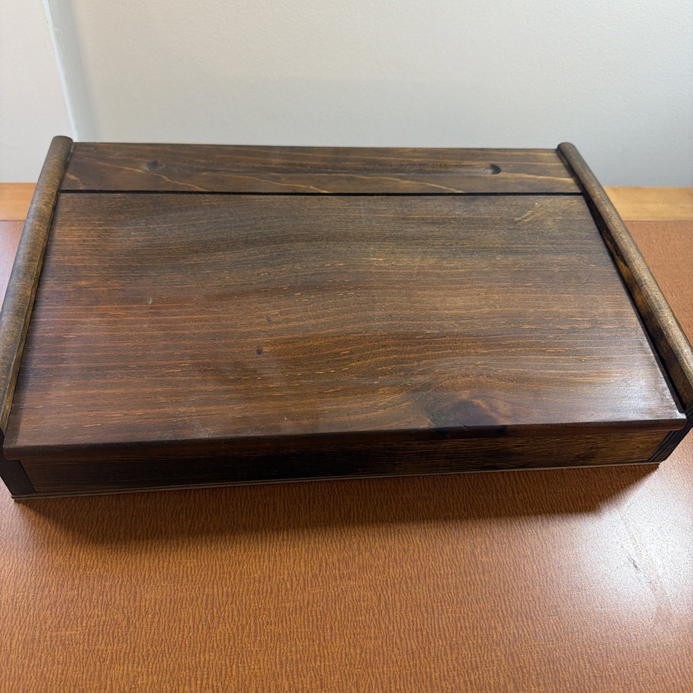 Vintage Rusic Handmade Wood Slanted Sloped Writing Desk Box w/Storage 14"x9"